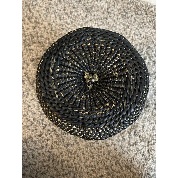 Small Black Iringa Indoor Planter Basket From Tanzania Storage Woven Basket - Picture 3 of 5